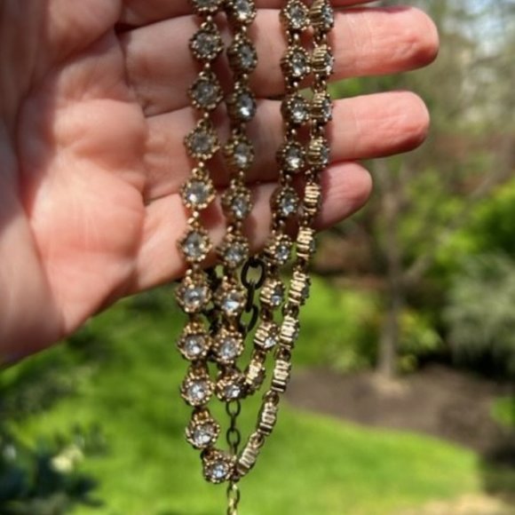 J. CREW 2-Strand Gold Rhinestone NECKLACE - Picture 5 of 10